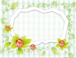 淡雅方格绿叶花朵和边框