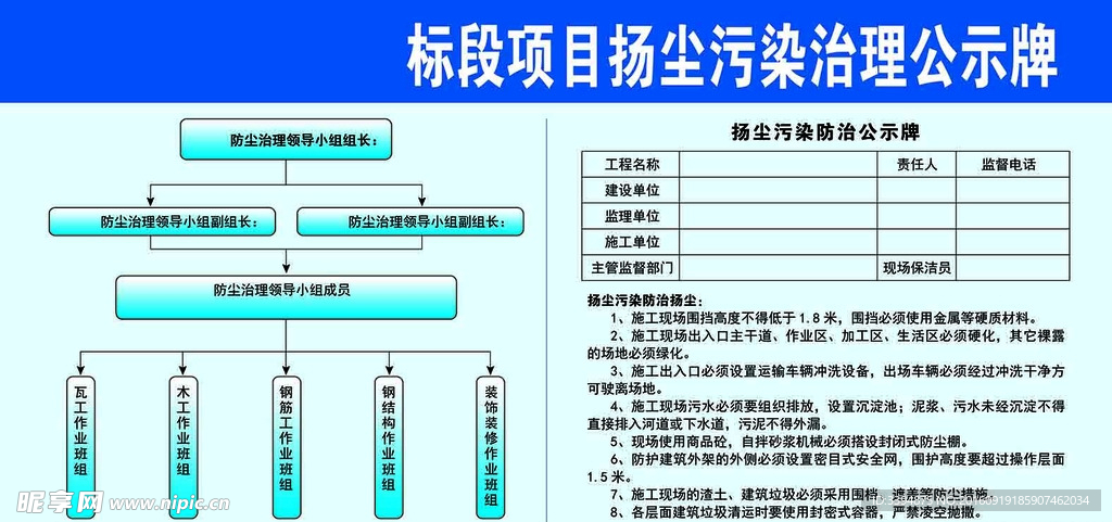 扬尘污染治理公示牌