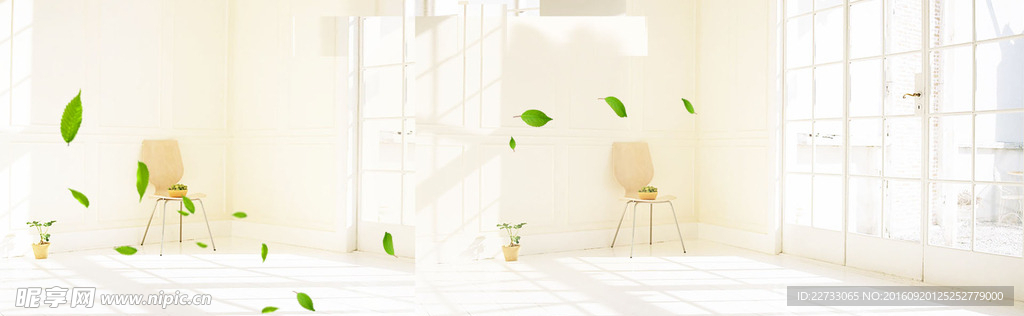 家居清新树叶背景banner