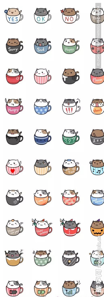 手绘杯子卡通猫