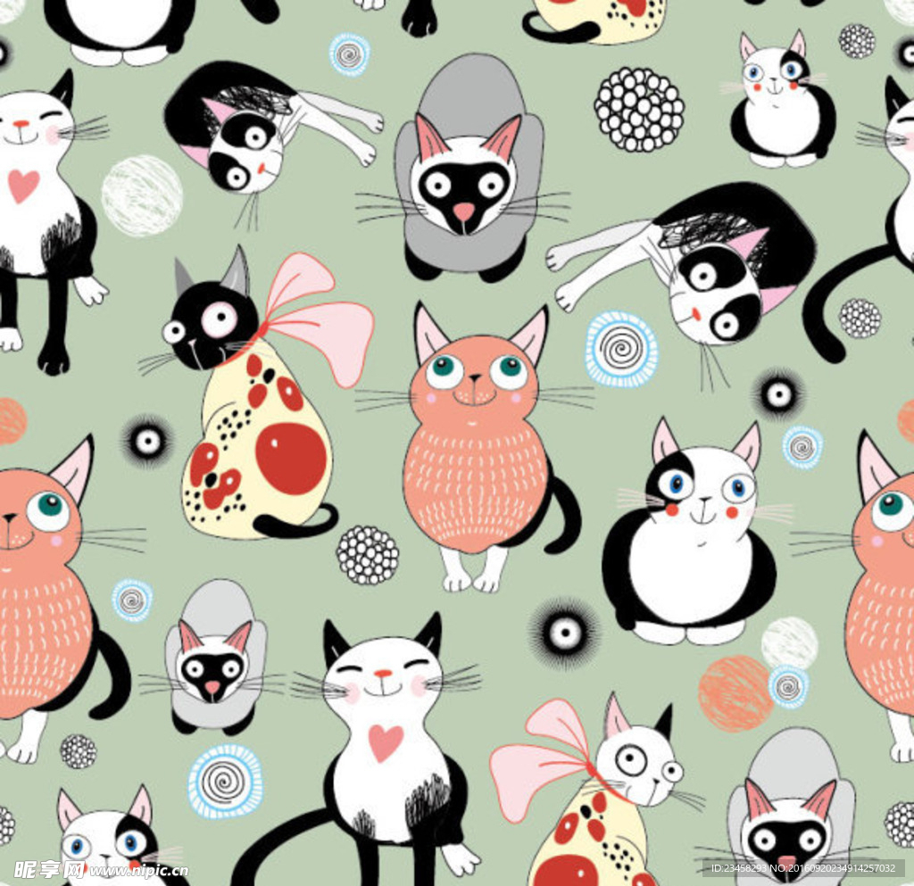 矢量素材卡通手绘猫咪插画