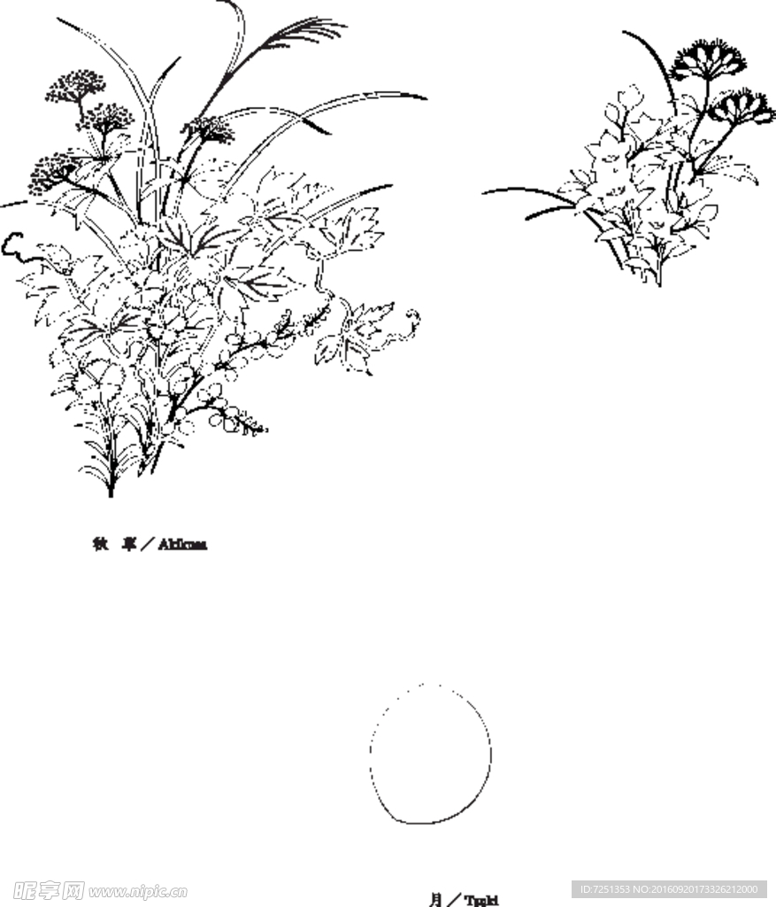 日本矢量素材花草动物