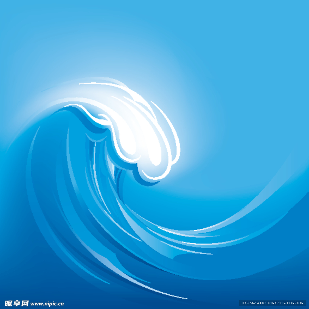 蓝色浪花矢量背景