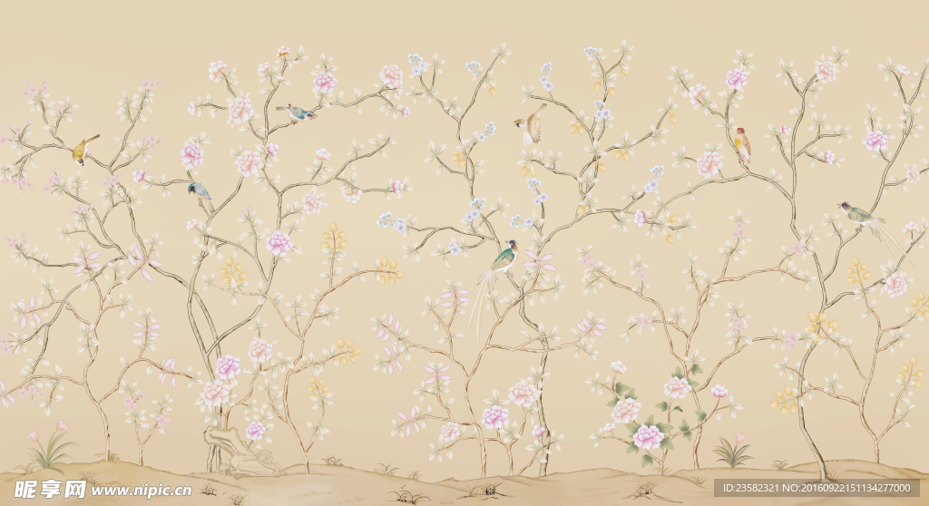 花鸟线描
