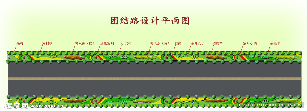 团结路绿化设计平面图