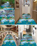 流水生财溪流瀑布河流3D地板地