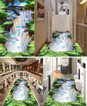 瀑布悬浮小岛浴室3D地板