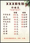 足浴价格表