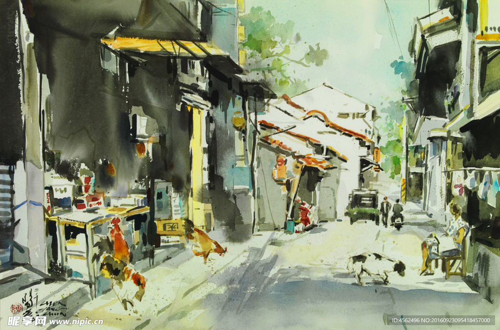 风景水彩画