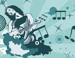 插画-弹吉他的女士