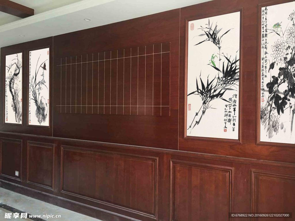 梅兰竹菊手绘壁纸画