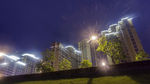 城市小区楼顶灯光夜景