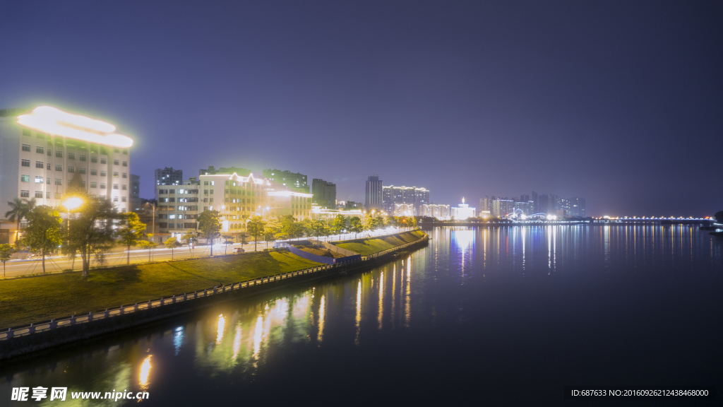 河源紫金桥东江河夜景