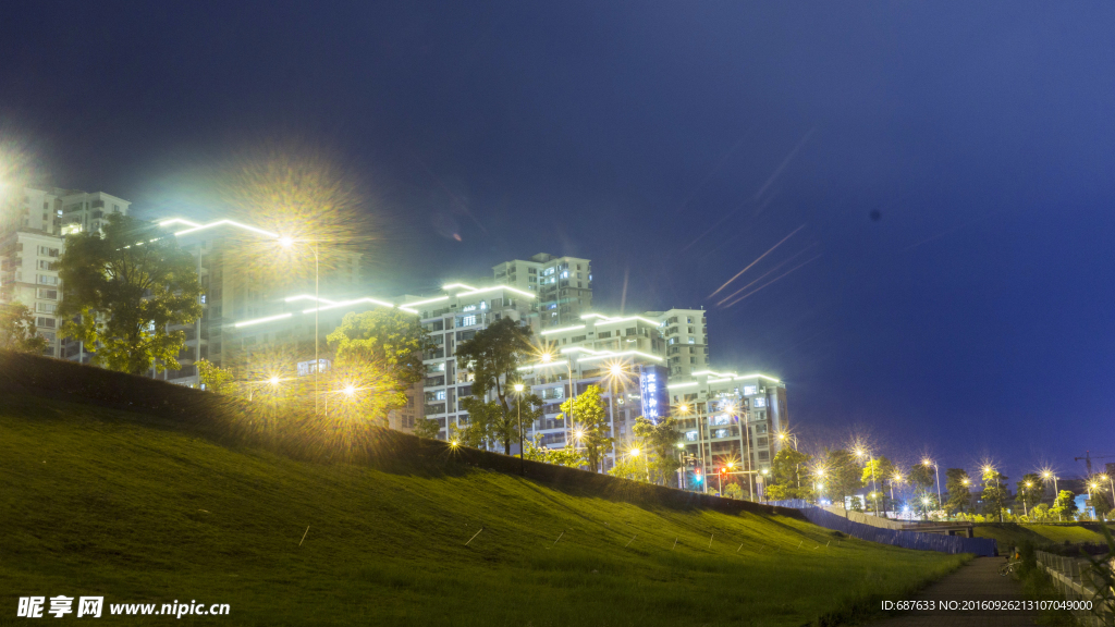 城市小区灯光夜景