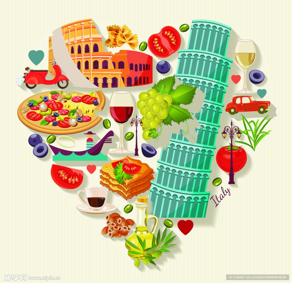 意大利建筑和美食