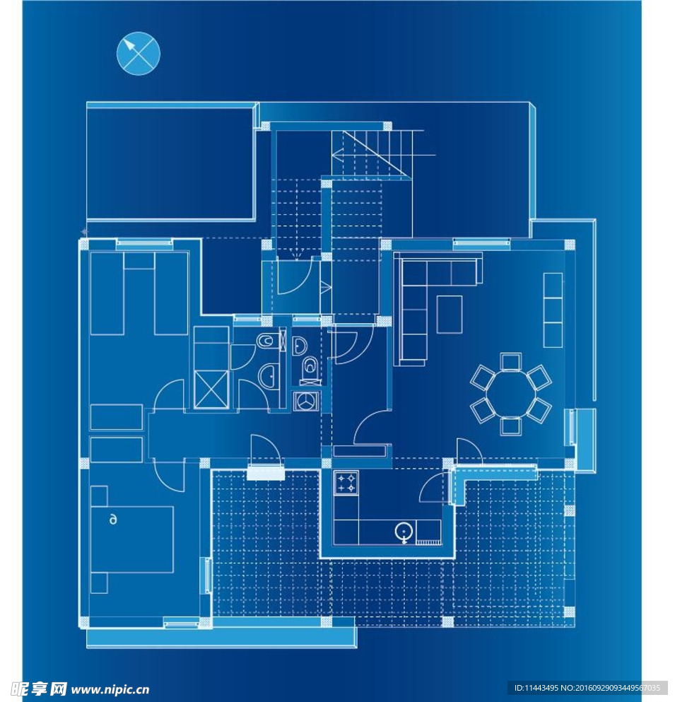 别墅建筑工程图矢量图