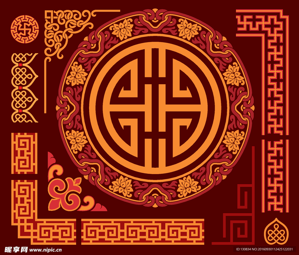 古典民族花纹花边设计