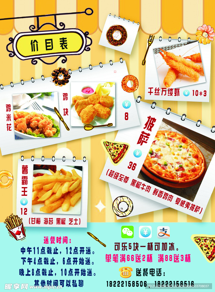 西餐美食价目表