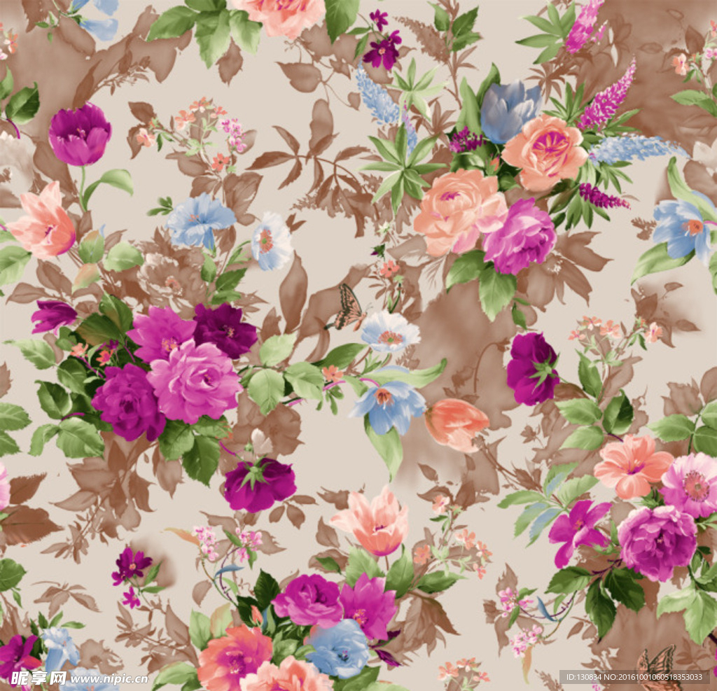 典雅花卉花纹插画素材