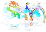 卡通梦幻天空人物素材