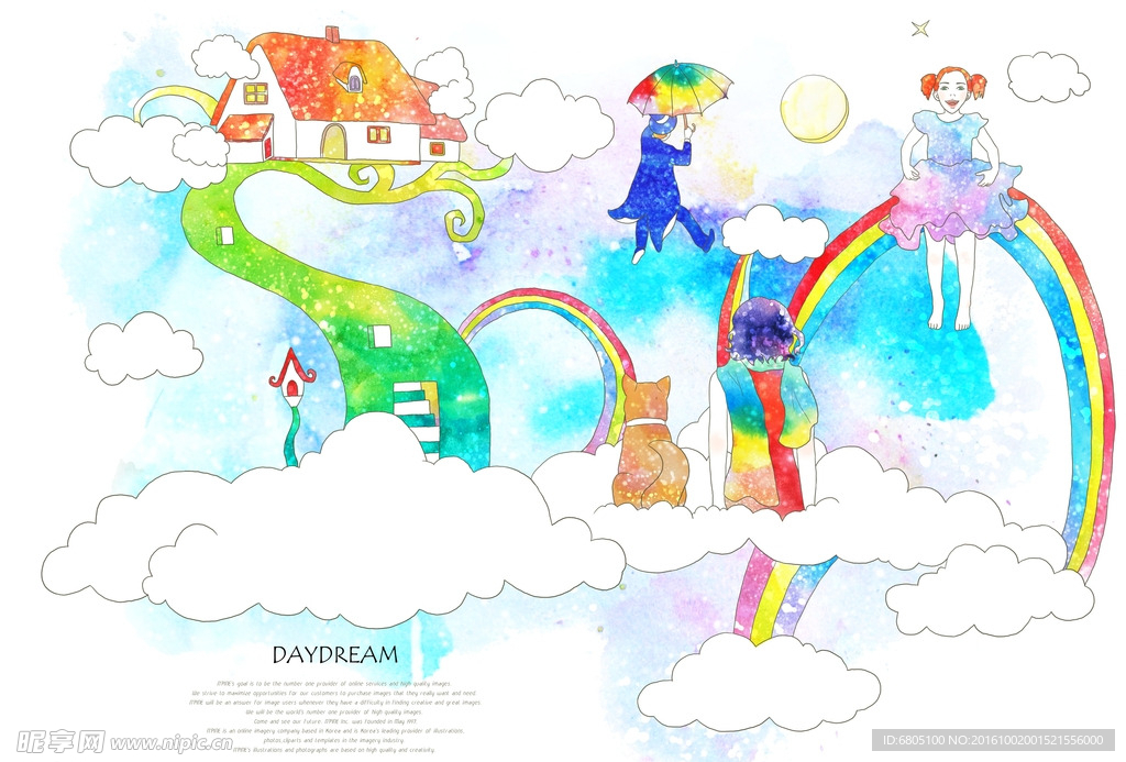 卡通梦幻天空人物素材
