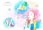 卡通水彩梦幻美女素材