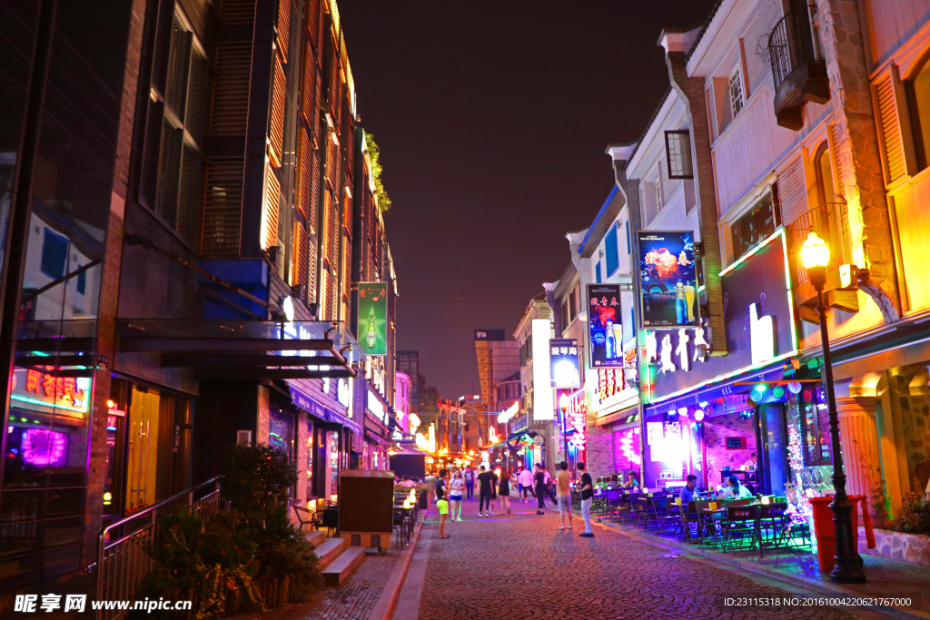 宁波老外滩夜景 酒吧街夜景