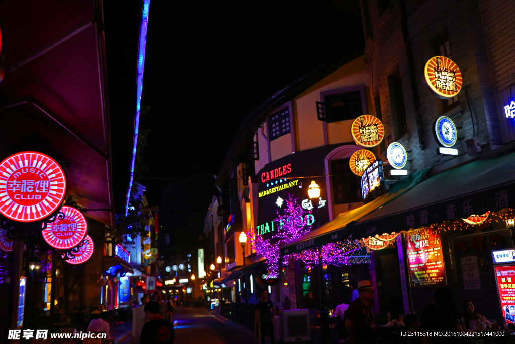 宁波老外滩夜景 酒吧街夜景