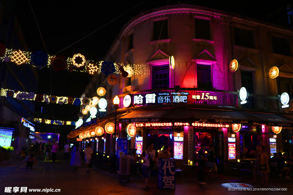 宁波老外滩夜景 酒吧街夜景