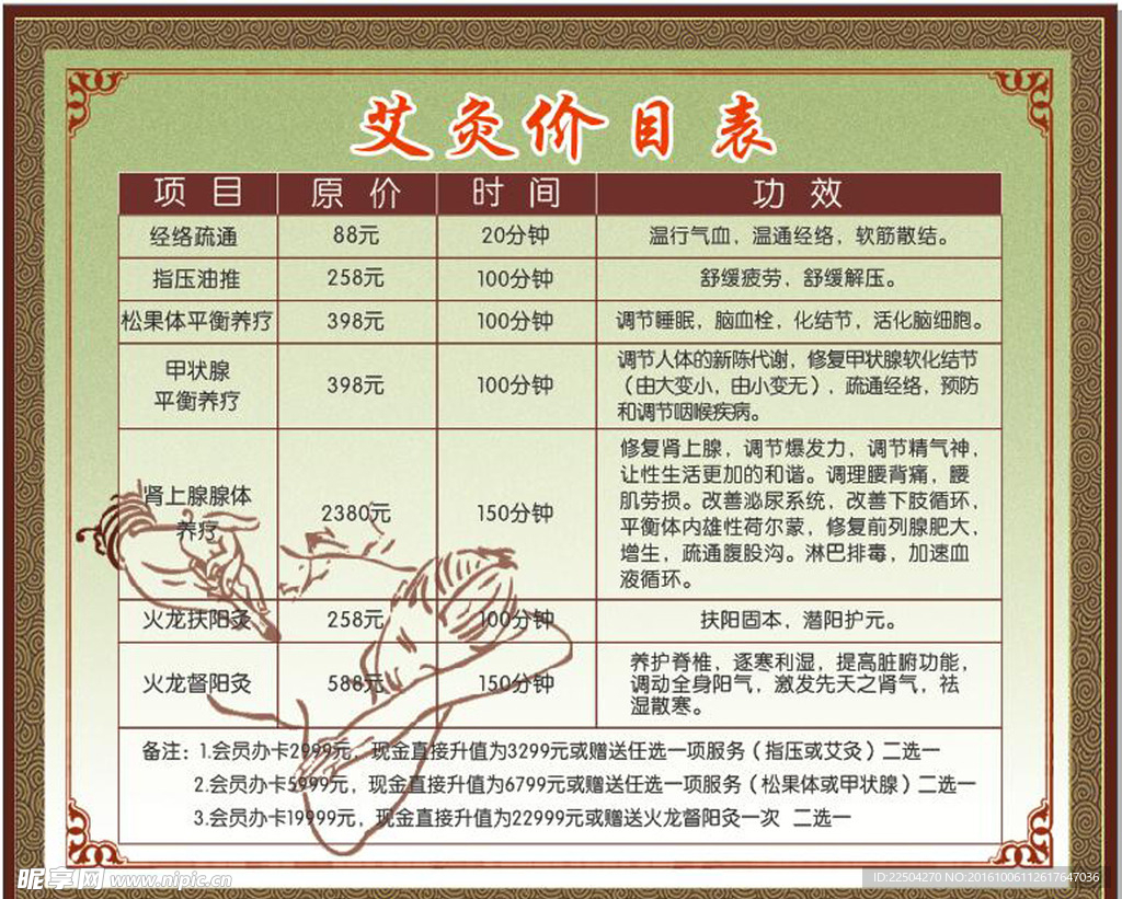 艾灸价目表