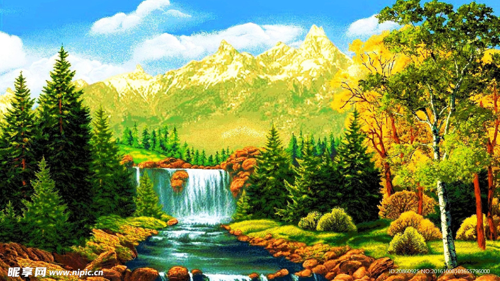 蓝天树林图片