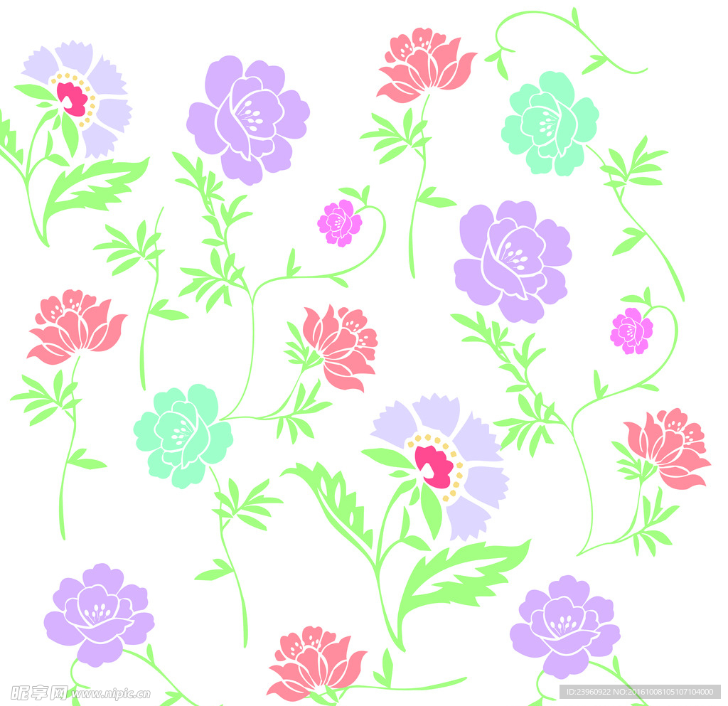 矢量 清新 花朵 花纹 背景