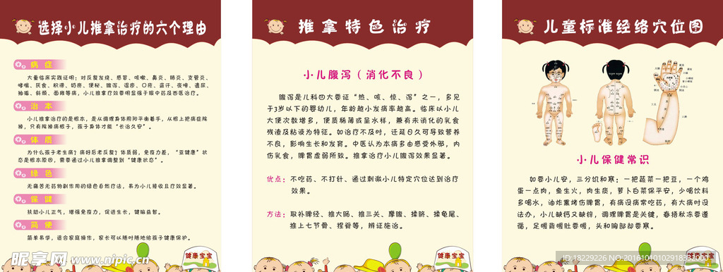 小儿推拿特色治疗  文化 展板