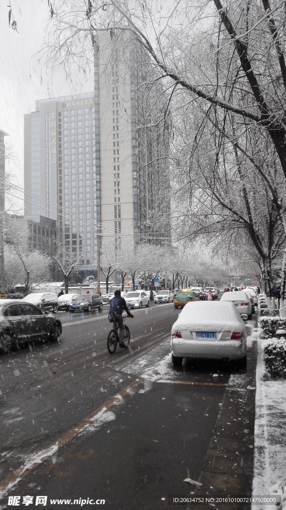 下雪天的城市街道