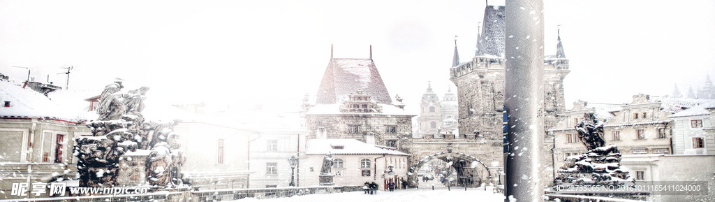 城堡雪景背景
