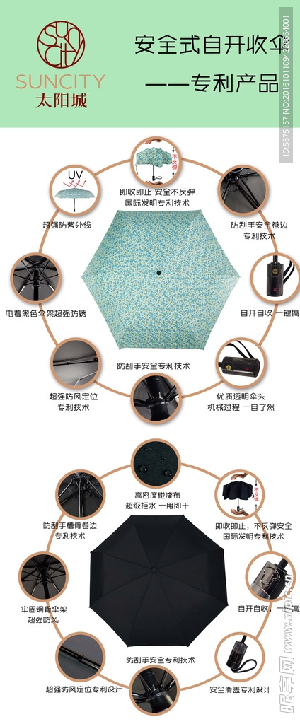 太阳城安全式自开收伞门型展架