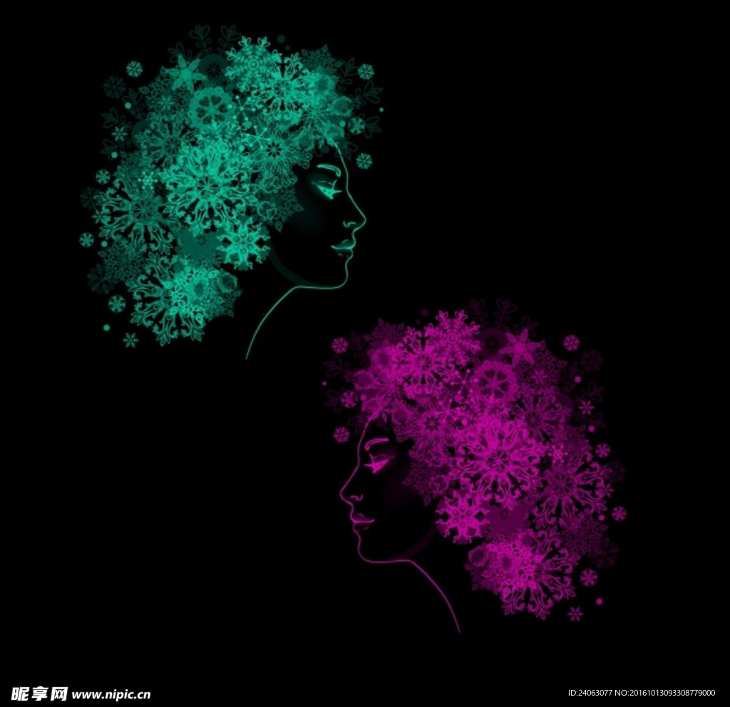 雪花构成的人物头像