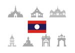 老挝标志建筑轮廓矢量图