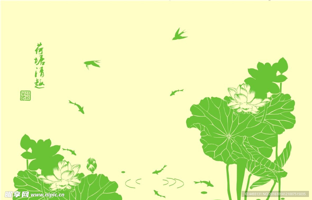 硅藻泥电视背景  荷花