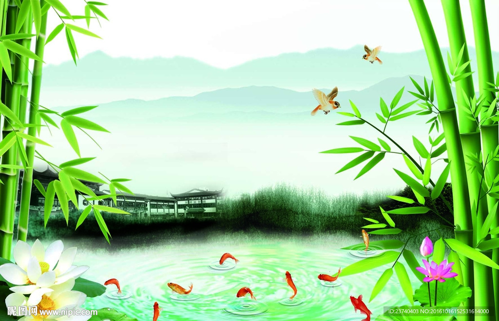 3d竹子背景墙