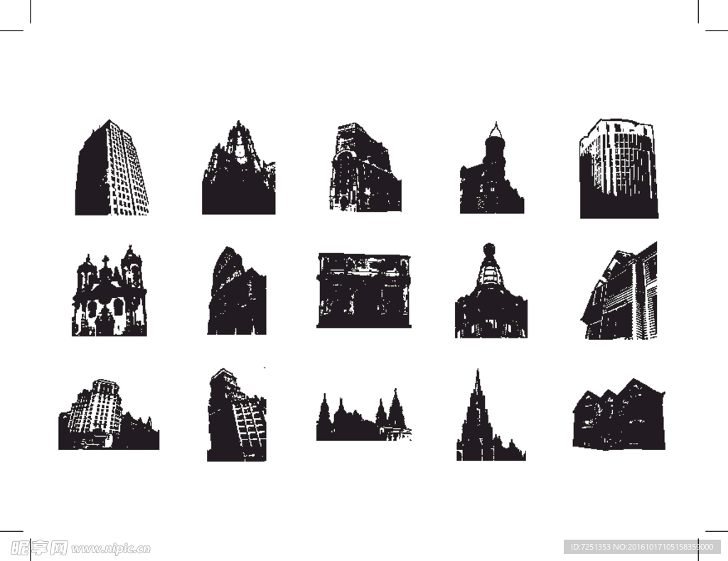 矢量欧美创意黑白图案涂鸦元素