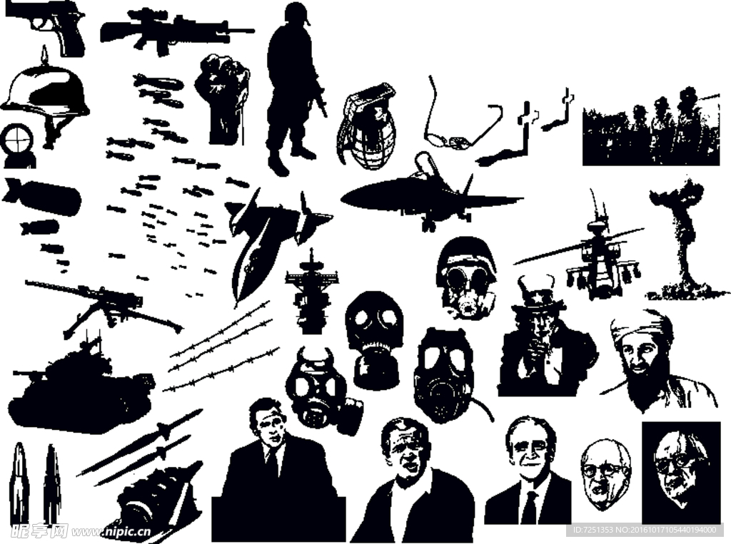 矢量欧美创意黑白图案涂鸦元素