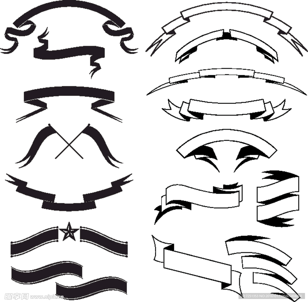 矢量欧美创意黑白图案涂鸦元素