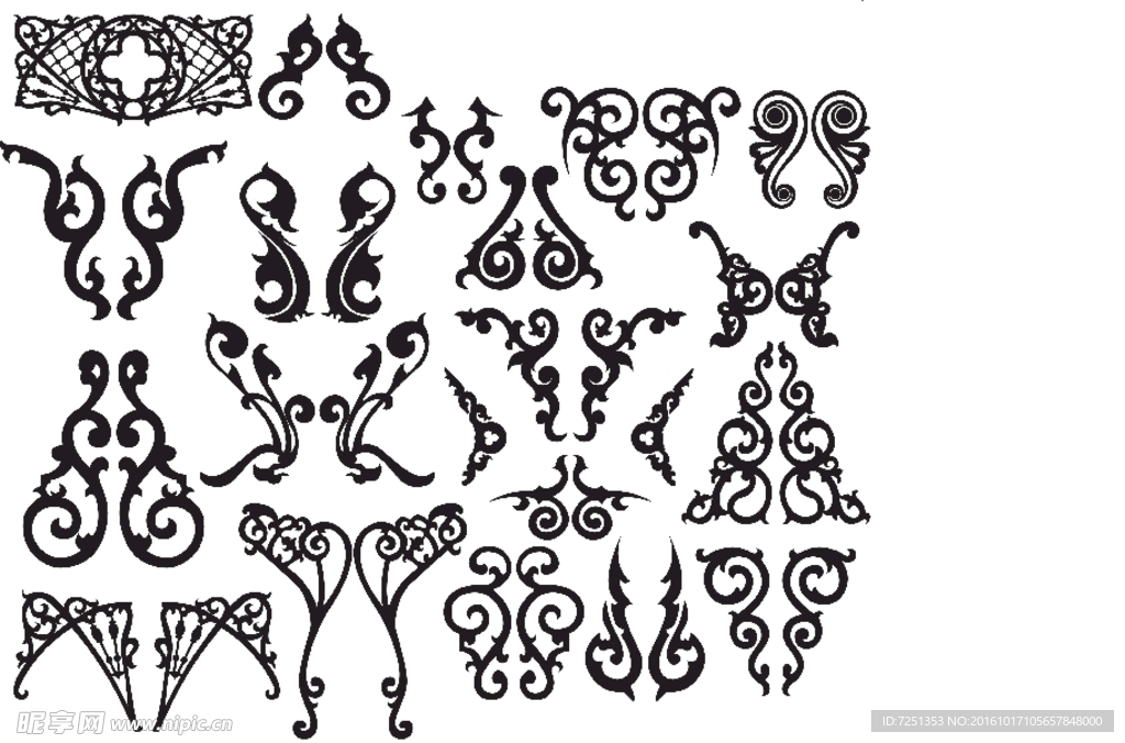 矢量欧美创意黑白图案涂鸦元素