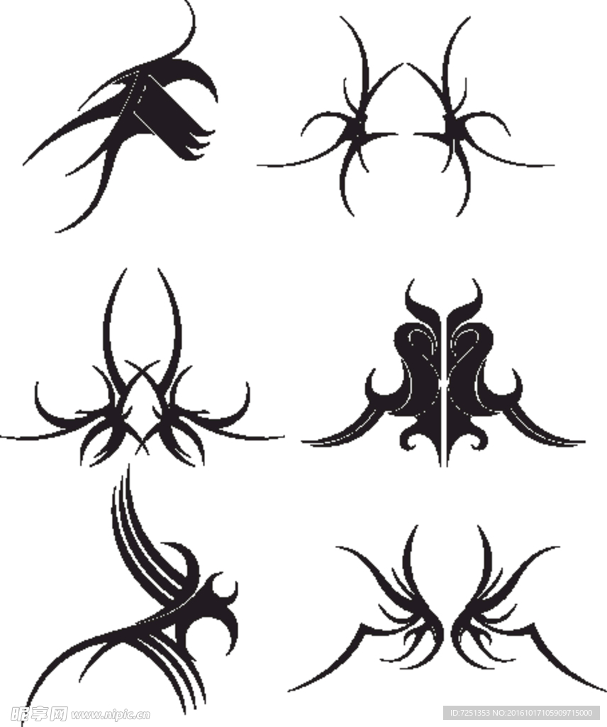 矢量欧美创意黑白图案涂鸦元素