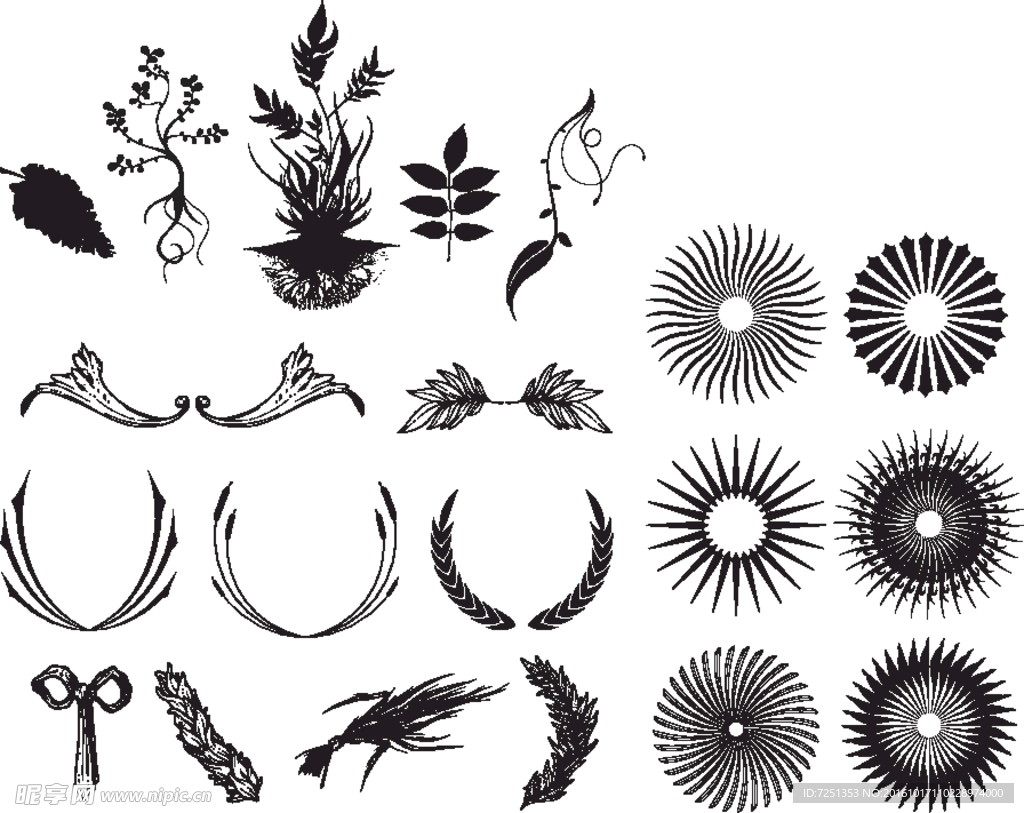 矢量欧美创意黑白图案涂鸦元素