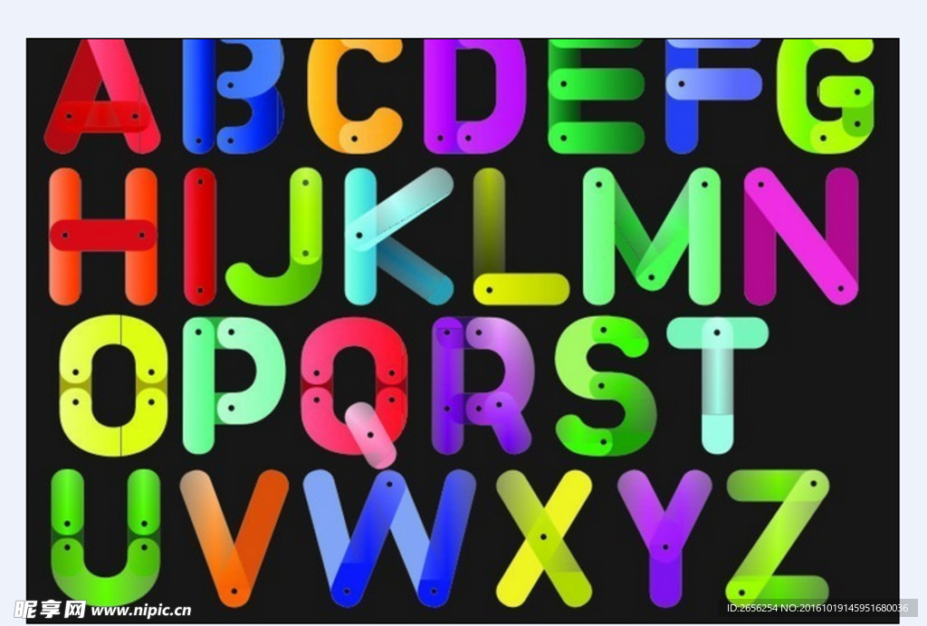 彩色英文字母艺术字
