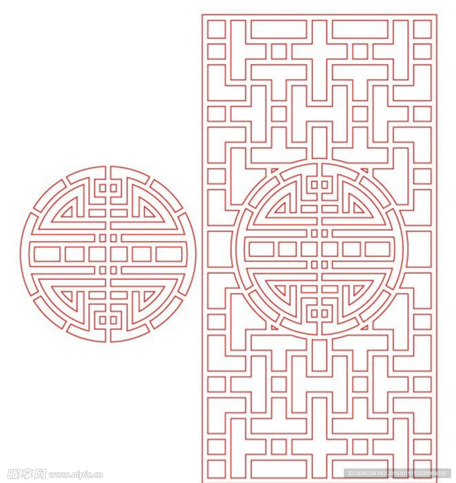 中国古典矢量镂空吉祥窗花