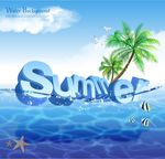 高清沙滩蓝色海浪夏威夷风海报