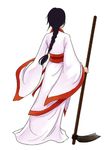 拿锄的长辫古装美少女背影